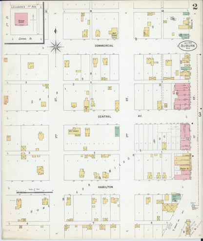 Sanborn Fire Insurance Map from Auburn, Nemaha County, Nebraska (1899), Sheet #0002 - Complete Map Set gallery image, historic Sanborn map, vintage wall art, Nebraska Nebraska