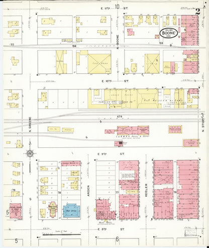 Sanborn Fire Insurance Map from Boone, Boone County, Iowa (1916), Sheet #0002 - Historic Sanborn Fire Insurance Map Print