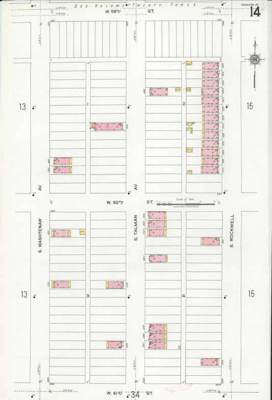 Sanborn Fire Insurance Map from Chicago, Cook County, Illinois (1920), Sheet #0014 - Historic Sanborn Fire Insurance Map Print, vintage old map wall art, antique decor, genealogy gift, Illinois Illinois map