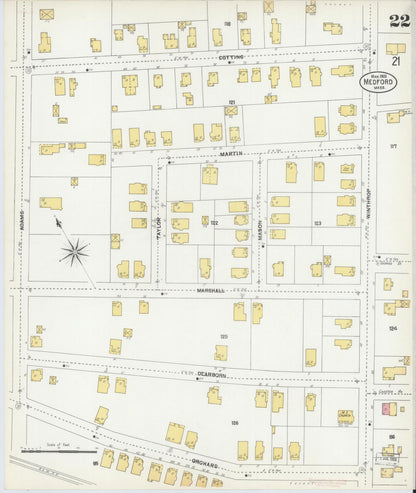 Sanborn Fire Insurance Map from Medford, Middlesex County, Massachusetts (1903), Sheet #0022 - Historic Sanborn Fire Insurance Map Print, vintage old map wall art, antique decor, genealogy gift, Massachusetts Massachusetts map