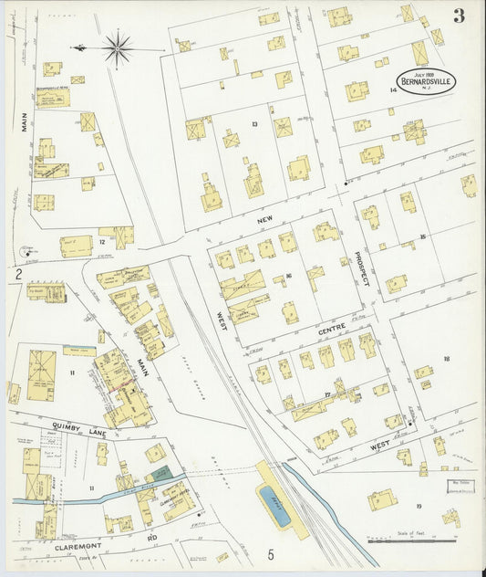 Sanborn Fire Insurance Map from Bernardsville, Somerset County, New Jersey (1909), Sheet #0003 - Historic Sanborn Fire Insurance Map Print, vintage old map wall art, antique decor, genealogy gift, New Jersey New Jersey map