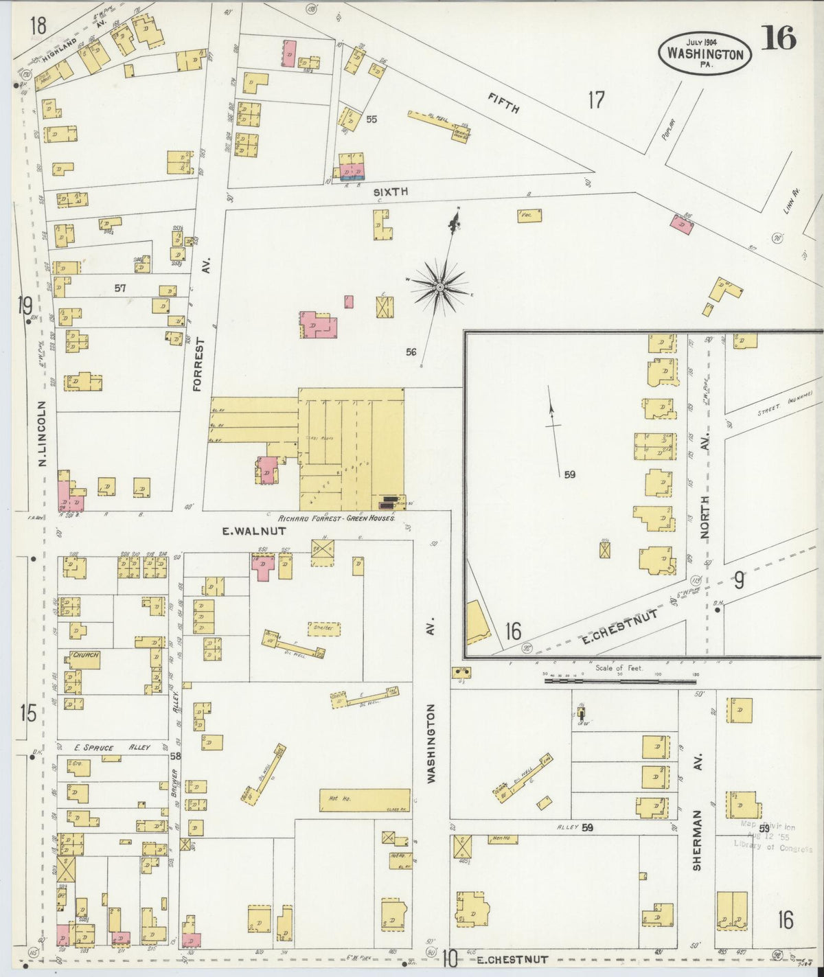 Sanborn Fire Insurance Map from Washington, Washington County, Pennsylvania (1904), Sheet #0016 - Complete Map Set gallery image, historic Sanborn map, vintage wall art, Sanborn Fire Insurance Map from Washington Washington