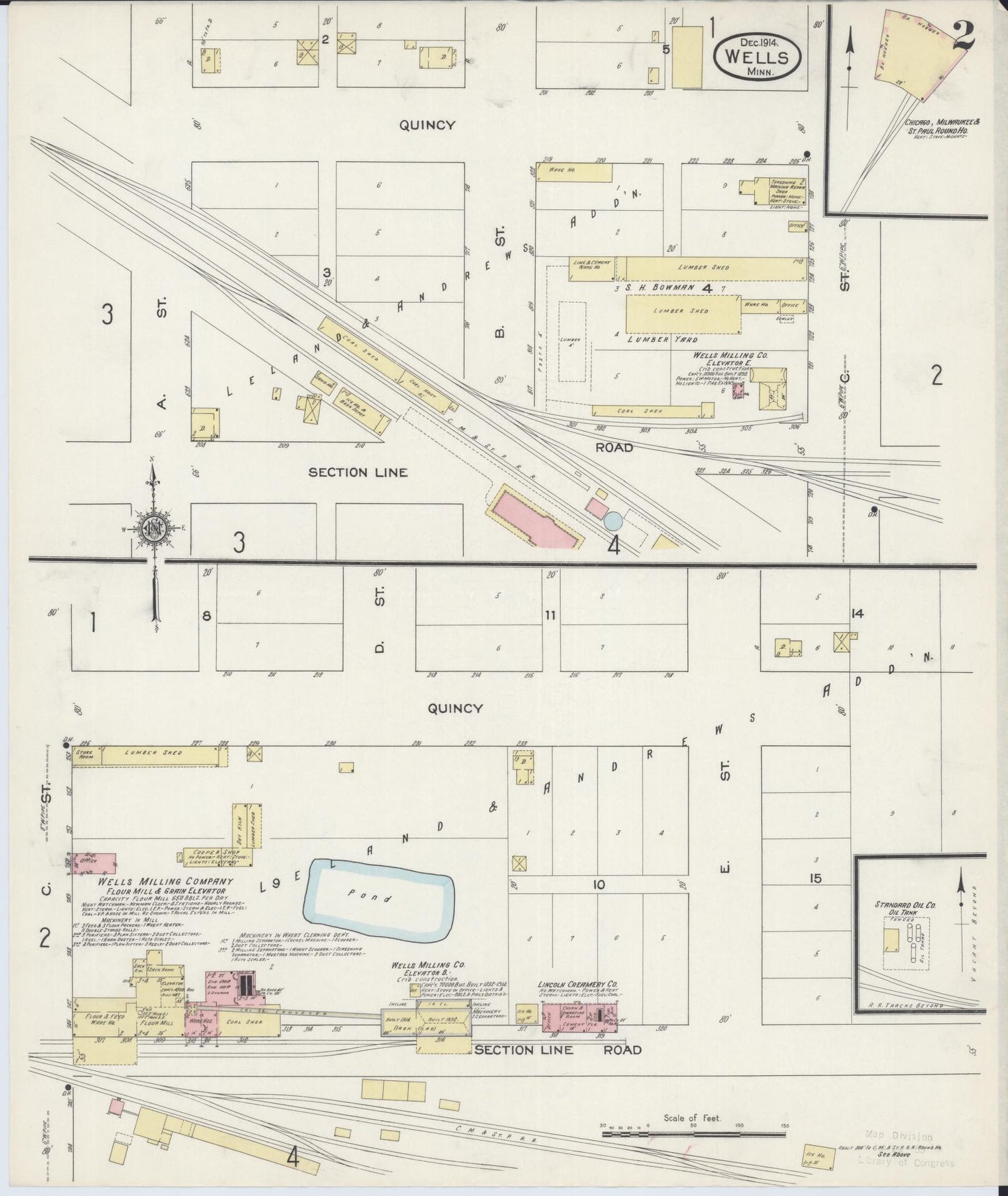 Sanborn Fire Insurance Map from Wells, Faribault County, Minnesota (1914), Sheet #0002 - Complete Map Set gallery image, historic Sanborn map, vintage wall art, Minnesota Minnesota