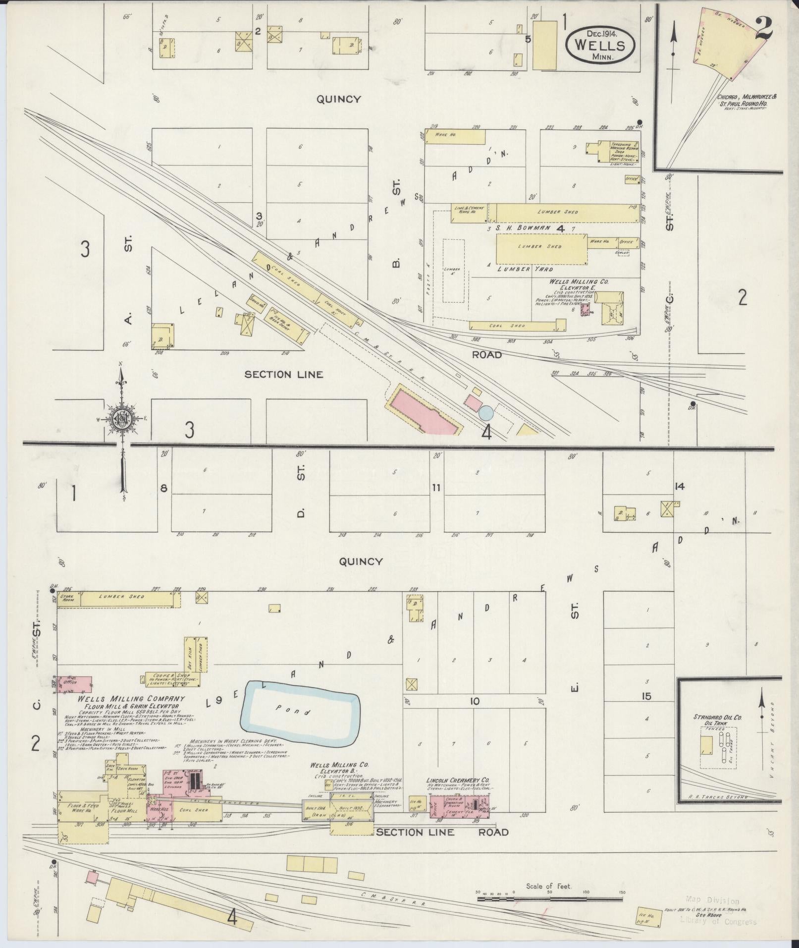 Sanborn Fire Insurance Map from Wells, Faribault County, Minnesota (1914), Sheet #0002 - Complete Map Set gallery image, historic Sanborn map, vintage wall art, Minnesota Minnesota