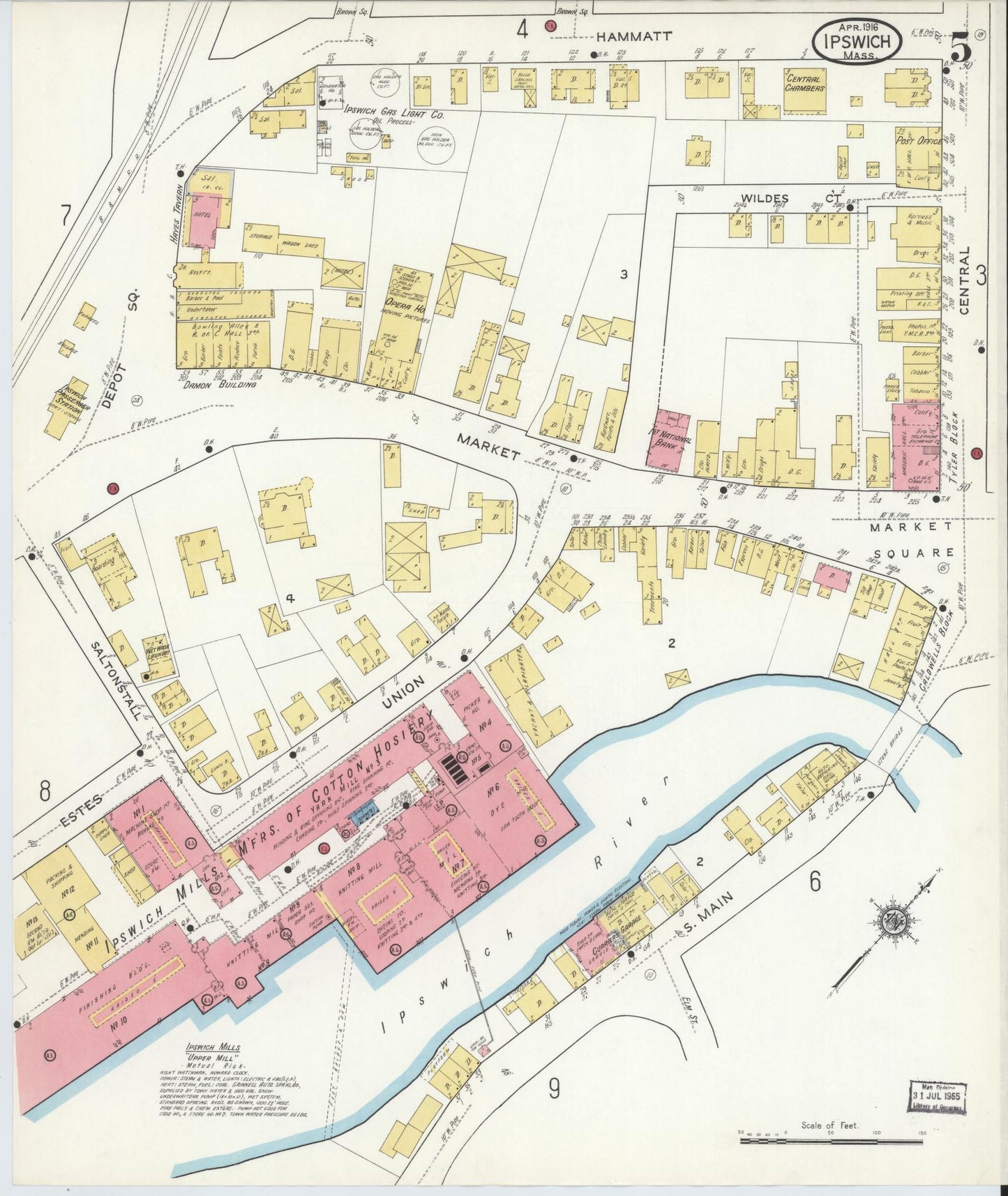 Sanborn Fire Insurance Map from Ipswich, Essex County, Massachusetts (1916), Sheet #0005 - Complete Map Set gallery image, historic Sanborn map, vintage wall art, Massachusetts Massachusetts