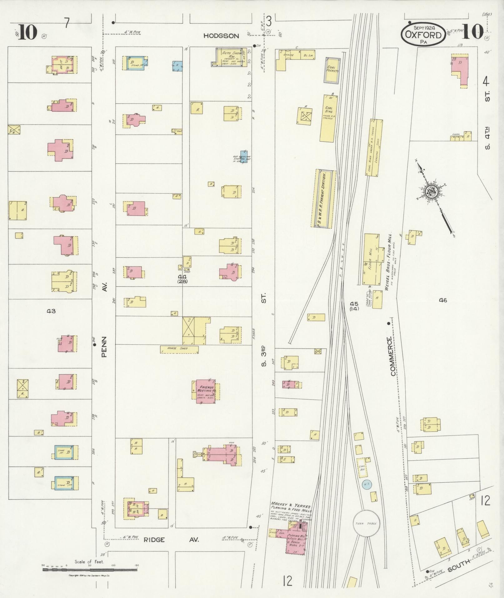 Sanborn Fire Insurance Map from Oxford, Chester County, Pennsylvania (1924), Sheet #0010 - Complete Map Set gallery image, historic Sanborn map, vintage wall art, Pennsylvania Pennsylvania