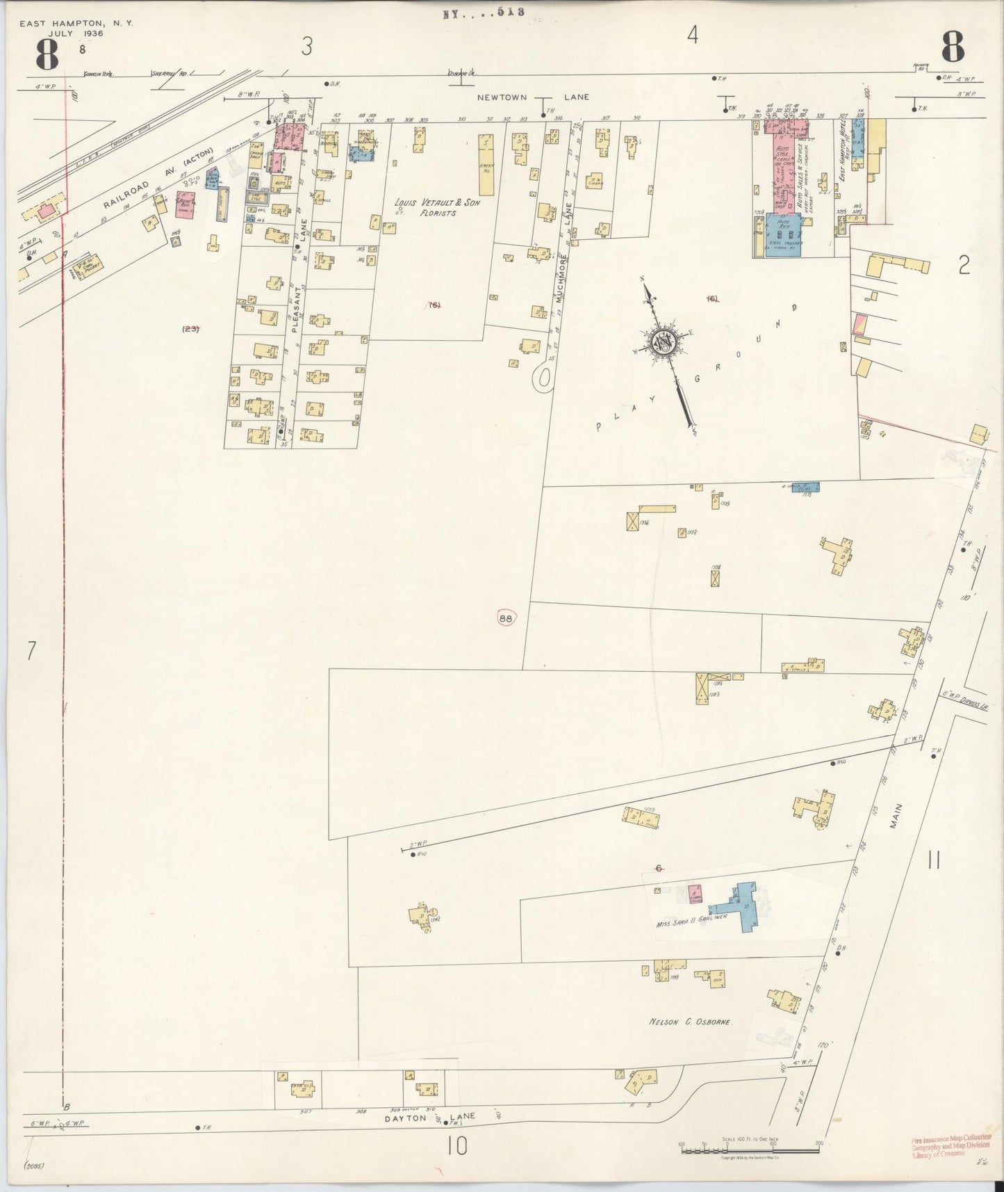 Sanborn Fire Insurance Map from Easthampton, Suffolk County, New York (1943), Sheet #0008 - Complete Map Set gallery image, historic Sanborn map, vintage wall art, New York New York
