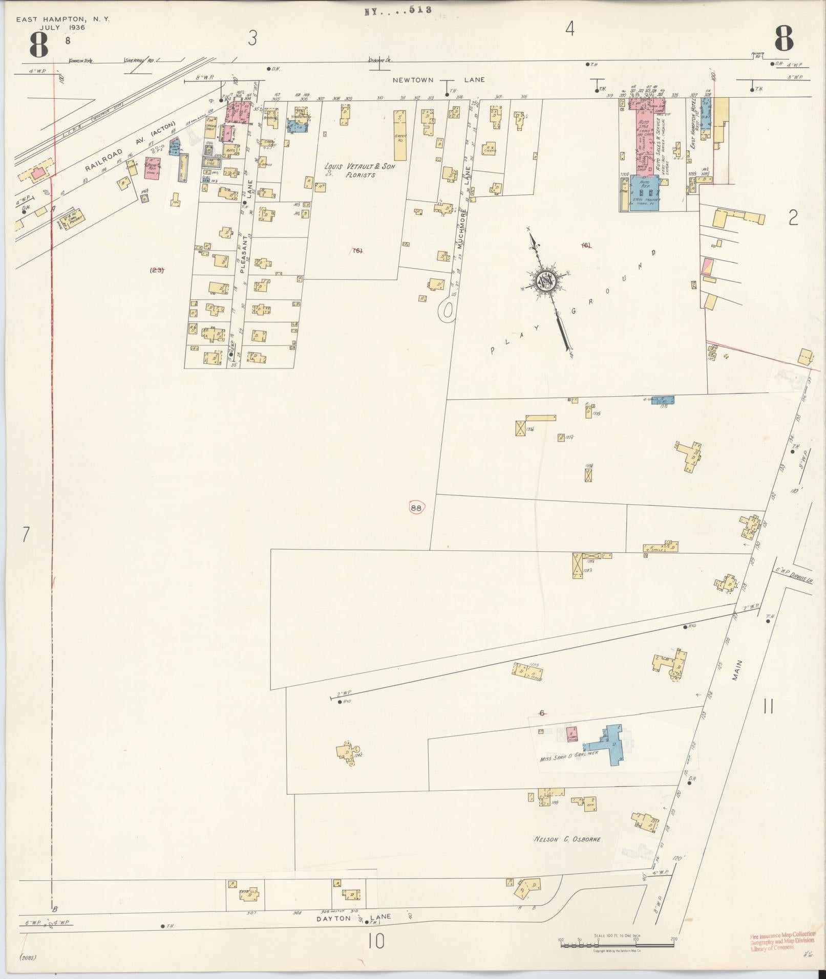 Sanborn Fire Insurance Map from Easthampton, Suffolk County, New York (1943), Sheet #0008 - Complete Map Set gallery image, historic Sanborn map, vintage wall art, New York New York