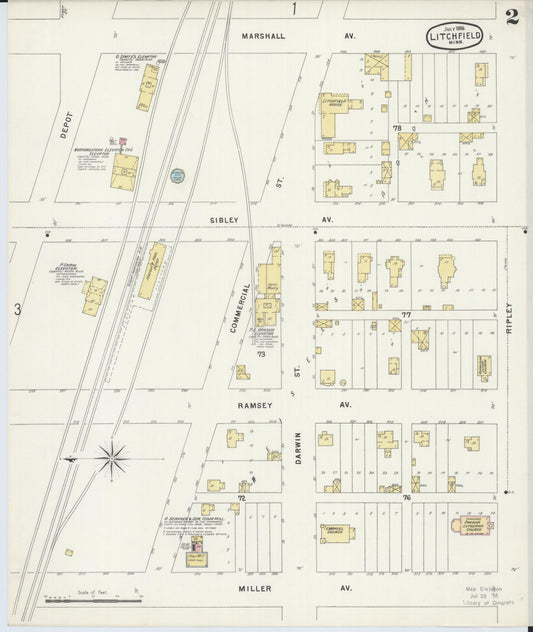 Sanborn Fire Insurance Map from Litchfield, Meeker County, Minnesota (1896), Sheet #0002 - Historic Sanborn Fire Insurance Map Print, vintage old map wall art, antique decor, genealogy gift, Minnesota Minnesota map