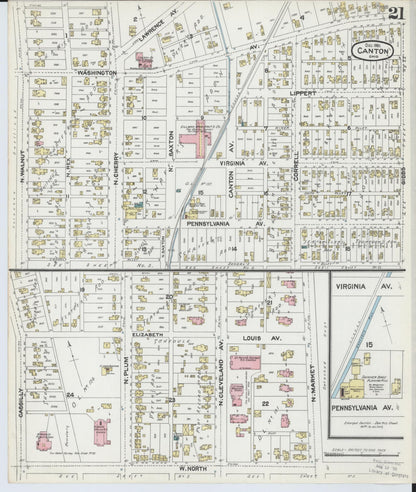 Sanborn Fire Insurance Map from Canton, Stark County, Ohio (1891), Sheet #0021 - Historic Sanborn Fire Insurance Map Print, vintage old map wall art, antique decor, genealogy gift, Ohio Ohio map