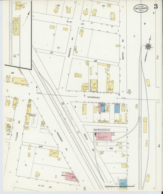 Sanborn Fire Insurance Map from Wagoner, Wagoner County, Oklahoma (1910), Sheet #0003 - Historic Sanborn Fire Insurance Map Print, vintage old map wall art, antique decor, genealogy gift, Oklahoma Oklahoma map