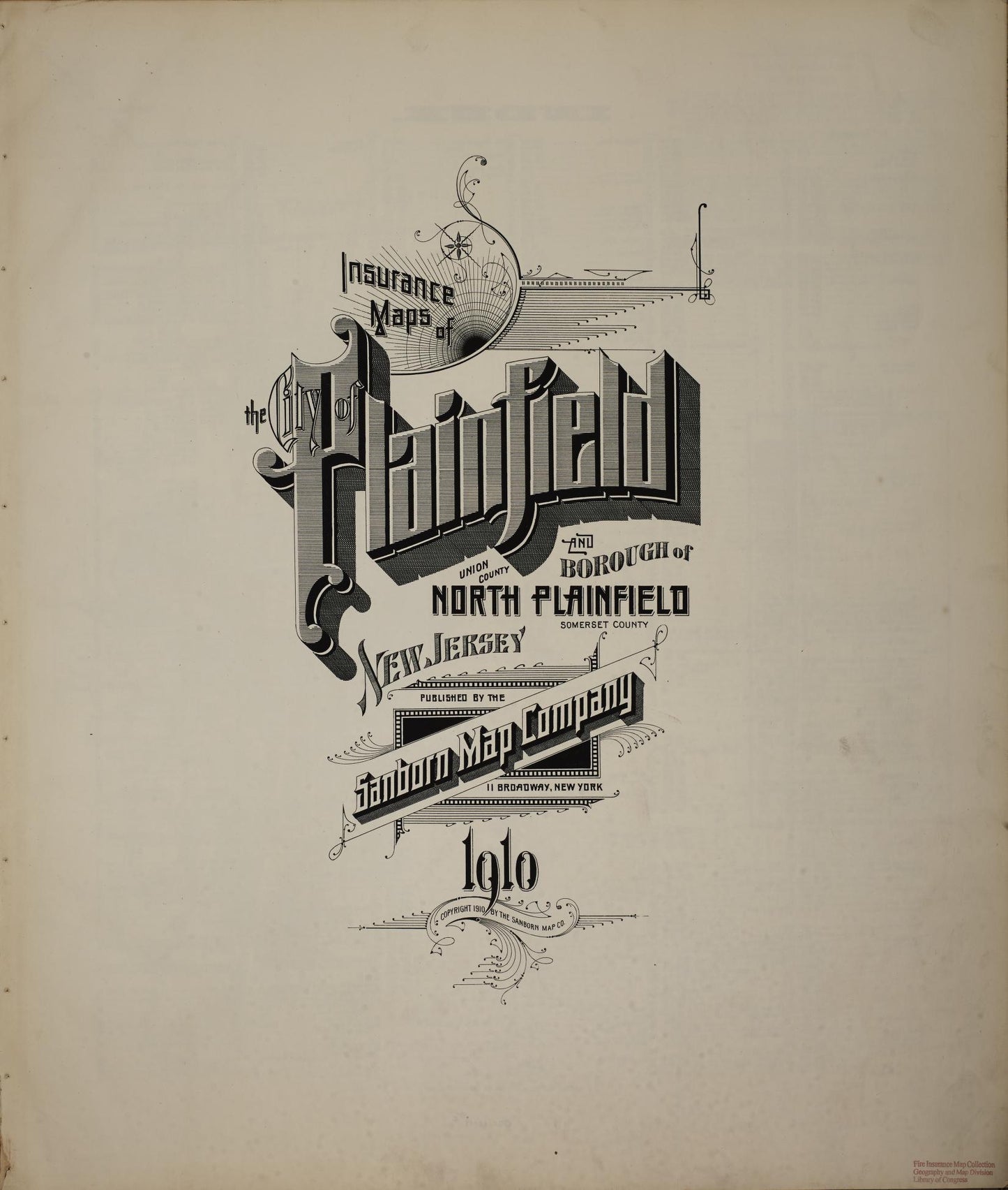 Sanborn Fire Insurance Map from Plainfield, Union and Somerset Counties, New Jersey. (1910) – Historic Sanborn Fire Insurance Map Print