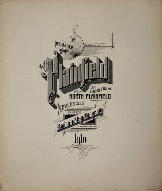 Sanborn Fire Insurance Map from Plainfield, Union and Somerset Counties, New Jersey. (1910) – Historic Sanborn Fire Insurance Map Print