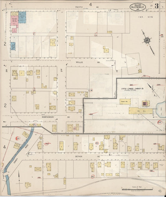 Sanborn Fire Insurance Map from Glendale, Douglas County, Oregon (1931), Sheet #0003 - Historic Sanborn Fire Insurance Map Print, vintage old map wall art, antique decor, genealogy gift, Oregon Oregon map
