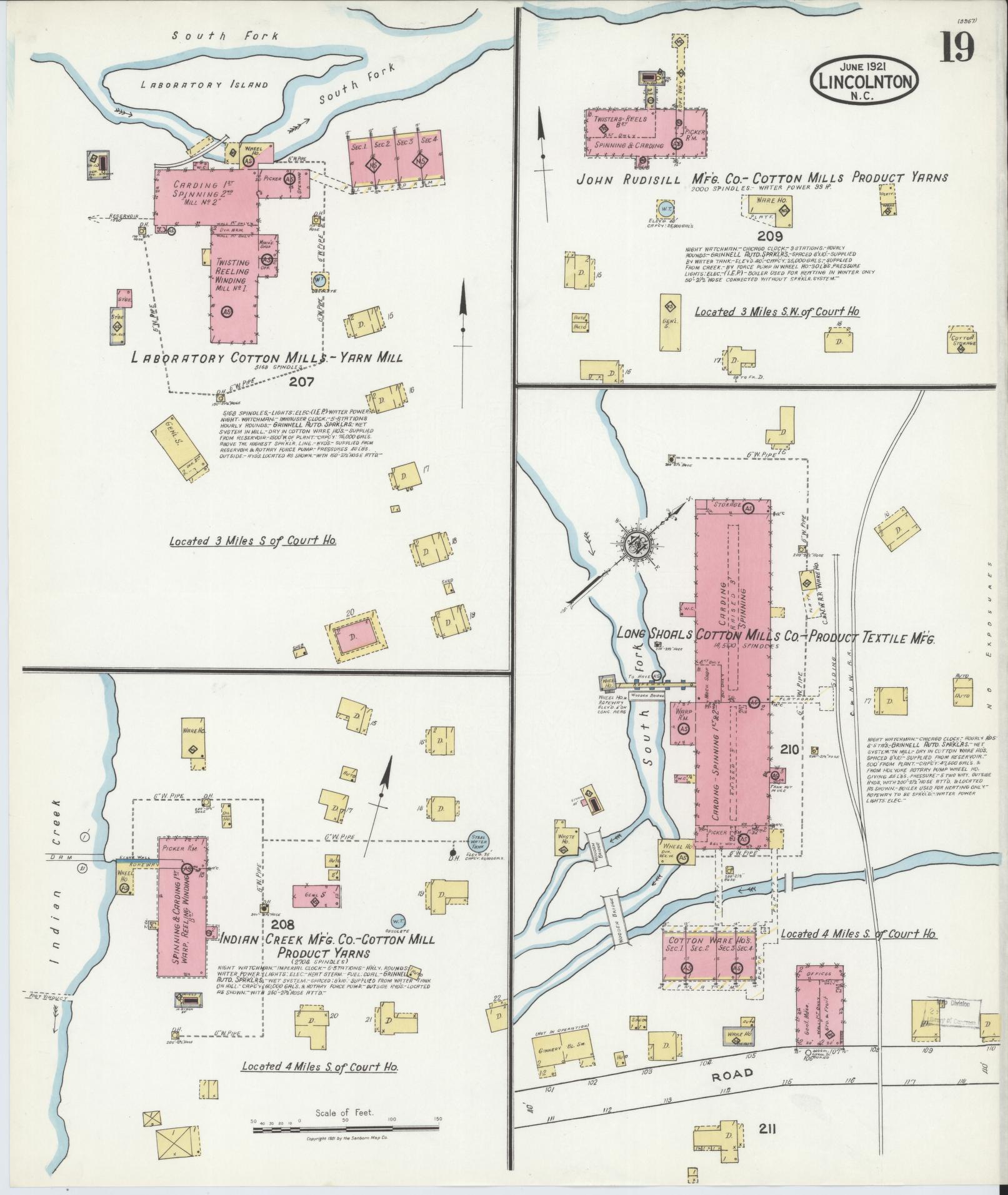 Sanborn Fire Insurance Map from Lincolnton, Lincoln County, North Carolina (1921), Sheet #0019 - Complete Map Set gallery image, historic Sanborn map, vintage wall art, North Carolina North Carolina