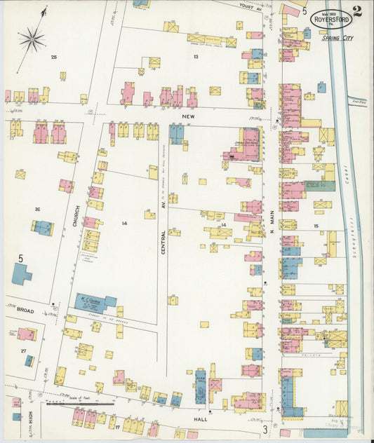 Sanborn Fire Insurance Map from Royersford, Montgomery County, Pennsylvania (1909), Sheet #0002 - Historic Sanborn Fire Insurance Map Print, vintage old map wall art, antique decor, genealogy gift, Pennsylvania Pennsylvania map