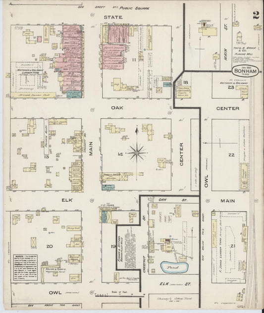 Sanborn Fire Insurance Map from Bonham, Fannin County, Texas (1885), Sheet #0002 - Historic Sanborn Fire Insurance Map Print, vintage old map wall art, antique decor, genealogy gift, Texas Texas map