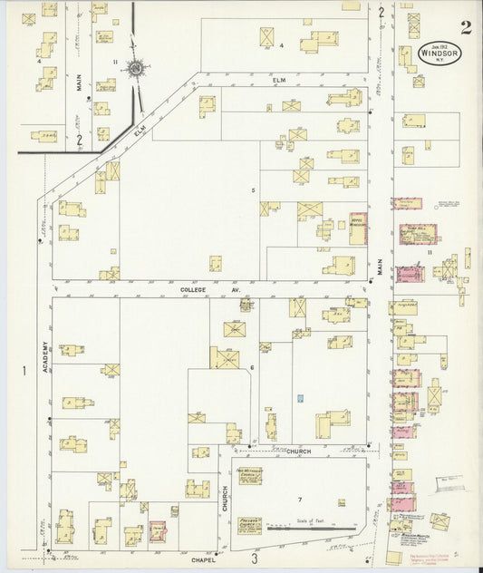 Sanborn Fire Insurance Map from Windsor, Broome County, New York (1912), Sheet #0002 - Historic Sanborn Fire Insurance Map Print, vintage old map wall art, antique decor, genealogy gift, New York New York map