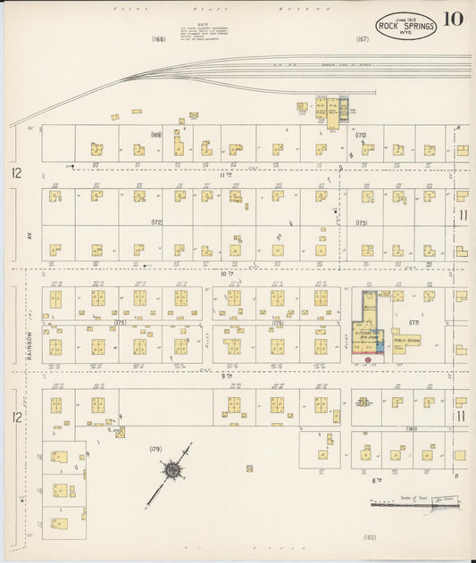 Sanborn Fire Insurance Map from Rock Springs, Sweetwater County, Wyoming (1912), Sheet #0010 - Historic Sanborn Fire Insurance Map Print, vintage old map wall art, antique decor, genealogy gift, Wyoming Wyoming map