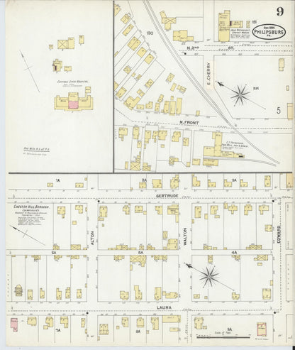 Sanborn Fire Insurance Map from Philipsburg, Centre County, Pennsylvania (1904), Sheet #0009 - Historic Sanborn Fire Insurance Map Print, vintage old map wall art, antique decor, genealogy gift, Pennsylvania Pennsylvania map