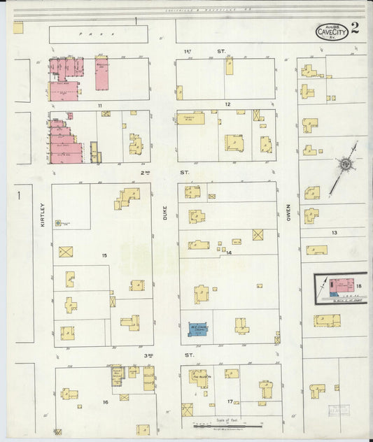 Sanborn Fire Insurance Map from Cave City, Barren County, Kentucky (1919), Sheet #0002 - Historic Sanborn Fire Insurance Map Print, vintage old map wall art, antique decor, genealogy gift, Kentucky Kentucky map