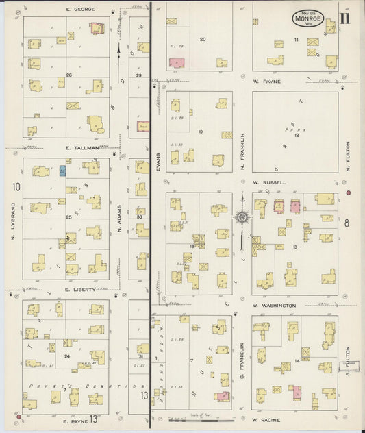 Sanborn Fire Insurance Map from Monroe, Green County, Wisconsin (1915), Sheet #0011 - Historic Sanborn Fire Insurance Map Print, vintage old map wall art, antique decor, genealogy gift, Wisconsin Wisconsin map