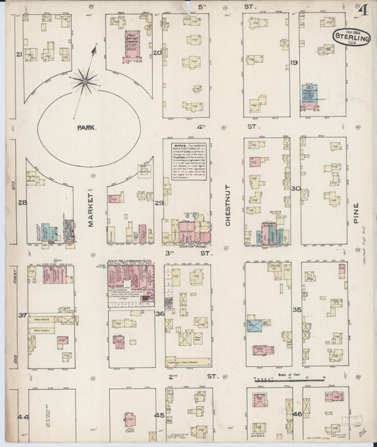 Sanborn Fire Insurance Map from Sterling, Whiteside County, Illinois (1884), Sheet #0004 - Historic Sanborn Fire Insurance Map Print, vintage old map wall art, antique decor, genealogy gift, Illinois Illinois map
