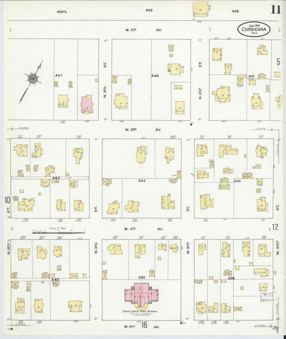Sanborn Fire Insurance Map from Corsicana, Navarro County, Texas (1910), Sheet #0011 - Complete Map Set gallery image, historic Sanborn map, vintage wall art, Texas Texas