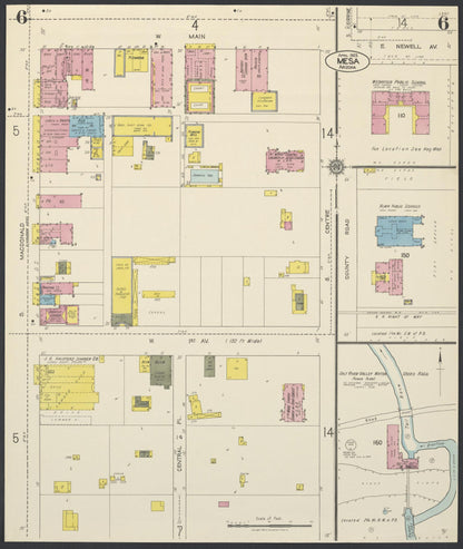 Sanborn Fire Insurance Map from Mesa, Maricopa County, Arizona (1923), Sheet #0006 - Complete Map Set gallery image, historic Sanborn map, vintage wall art, Arizona Arizona