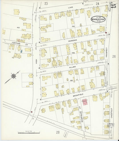 Sanborn Fire Insurance Map from Newburyport, Essex County, Massachusetts (1914), Sheet #0025 - Historic Sanborn Fire Insurance Map Print, vintage old map wall art, antique decor, genealogy gift, Massachusetts Massachusetts map