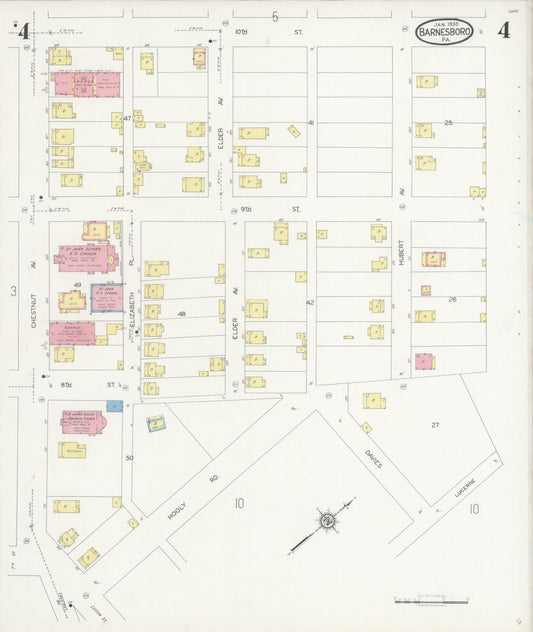 Sanborn Fire Insurance Map from Barnesboro, Cambria County, Pennsylvania (1930), Sheet #0004 - Historic Sanborn Fire Insurance Map Print, vintage old map wall art, antique decor, genealogy gift, Pennsylvania Pennsylvania map
