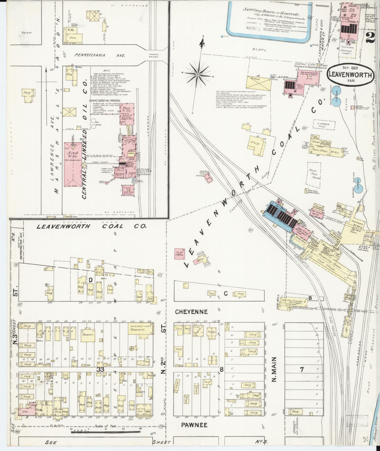 Sanborn Fire Insurance Map from Leavenworth, Leavenworth County, Kansas (1889), Sheet #0003 - Complete Map Set gallery image, historic Sanborn map, vintage wall art, Kansas Kansas