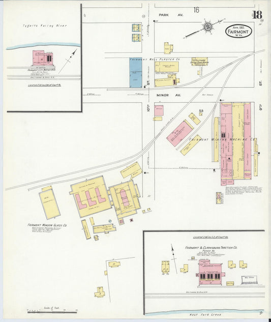 Sanborn Fire Insurance Map from Fairmont, Marion County, West Virginia (1912), Sheet #0018 - Historic Sanborn Fire Insurance Map Print, vintage old map wall art, antique decor, genealogy gift, West Virginia West Virginia map
