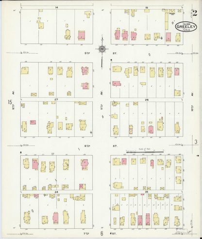 Sanborn Fire Insurance Map from Greeley, Weld County, Colorado (1909), Sheet #0002 - Complete Map Set gallery image, historic Sanborn map, vintage wall art, Colorado Colorado