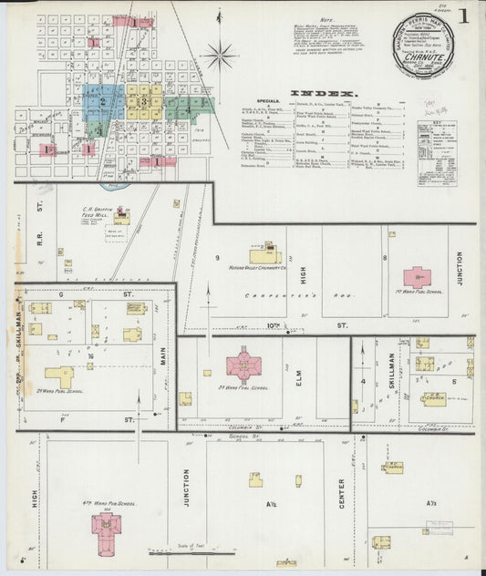 Sanborn Fire Insurance Map from Chanute, Neosho County, Kansas. (1896) – Historic Sanborn Fire Insurance Map Print