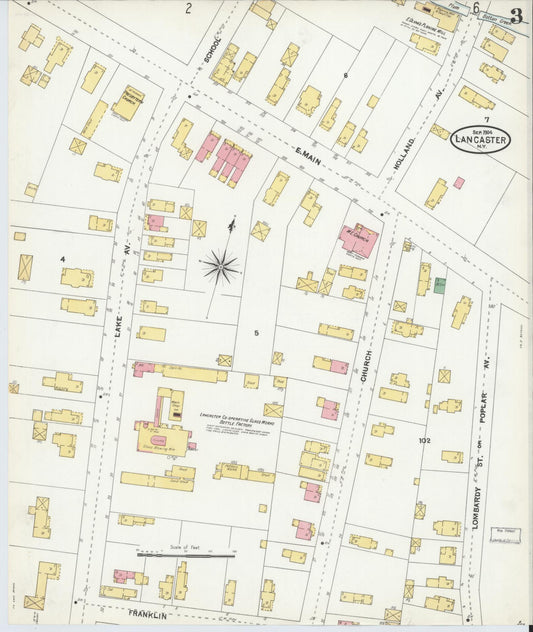 Sanborn Fire Insurance Map from Lancaster, Erie County, New York (1904), Sheet #0003 - Historic Sanborn Fire Insurance Map Print, vintage old map wall art, antique decor, genealogy gift, New York New York map