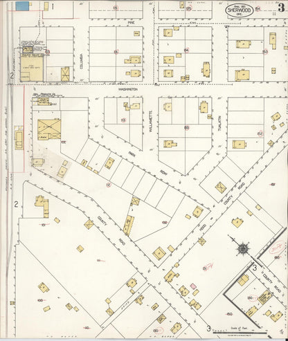 Sanborn Fire Insurance Map from Sherwood, Washington County, Oregon (1929), Sheet #0003 - Complete Map Set gallery image, historic Sanborn map, vintage wall art, Oregon Oregon