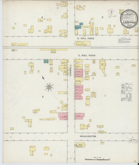 Sanborn Fire Insurance Map from La Grange, Lenoir County, North Carolina (1893), Sheet #0001 - Historic Sanborn Fire Insurance Map Print, vintage old map wall art, antique decor, genealogy gift, North Carolina North Carolina map