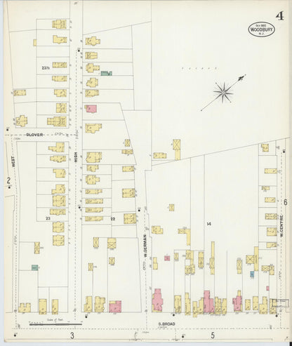 Sanborn Fire Insurance Map from Woodbury, Gloucester County, New Jersey (1902), Sheet #0004 - Historic Sanborn Fire Insurance Map Print, vintage old map wall art, antique decor, genealogy gift, New Jersey New Jersey map