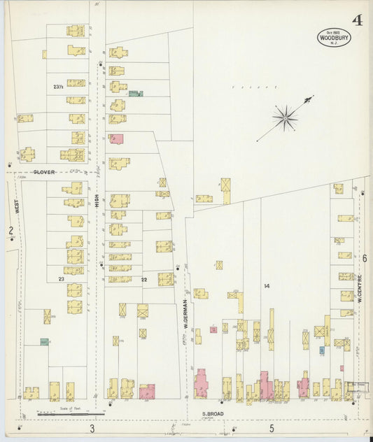 Sanborn Fire Insurance Map from Woodbury, Gloucester County, New Jersey (1902), Sheet #0004 - Historic Sanborn Fire Insurance Map Print, vintage old map wall art, antique decor, genealogy gift, New Jersey New Jersey map