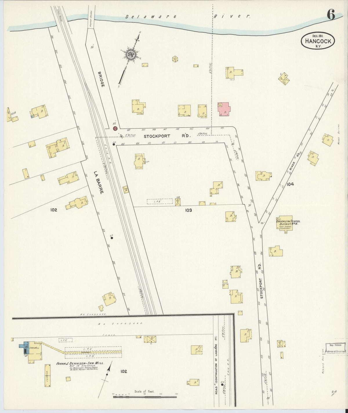 Sanborn Fire Insurance Map from Hancock, Delaware County, New York (1911), Sheet #0006 - Complete Map Set gallery image, historic Sanborn map, vintage wall art, New York New York