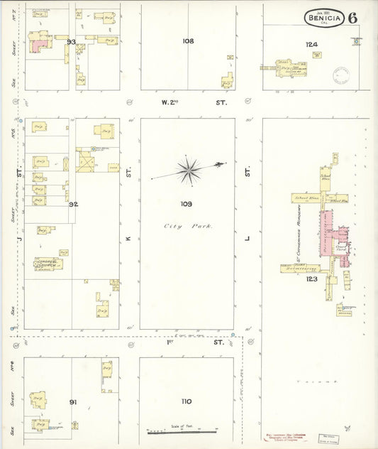 Sanborn Fire Insurance Map from Benicia, Solano County, California (1891), Sheet #0006 - Historic Sanborn Fire Insurance Map Print, vintage old map wall art, antique decor, genealogy gift, California California map