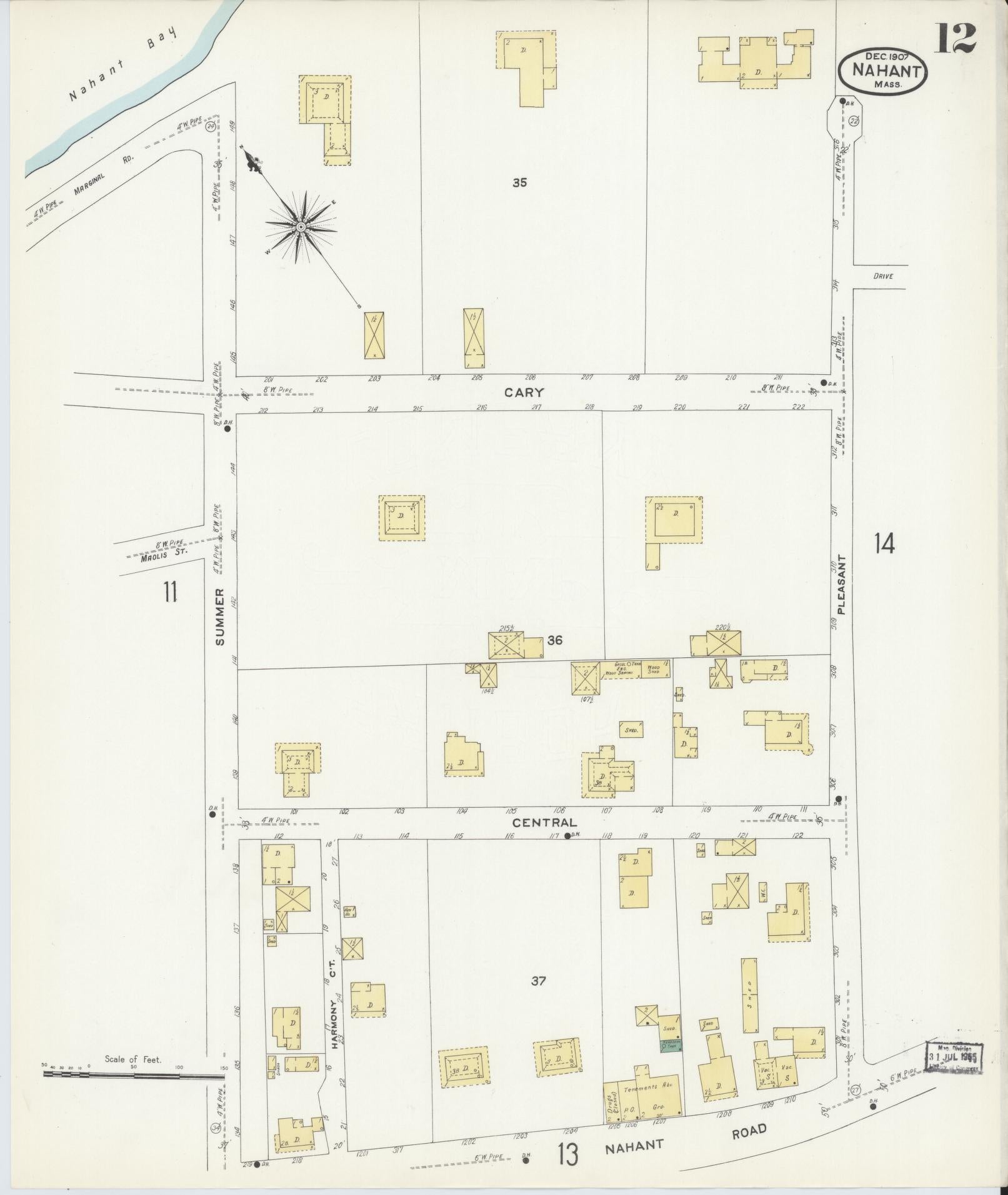 Sanborn Fire Insurance Map from Nahant, Essex County, Massachusetts (1907), Sheet #0012 - Complete Map Set gallery image, historic Sanborn map, vintage wall art, Massachusetts Massachusetts