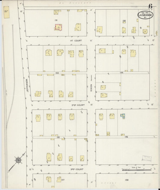 Sanborn Fire Insurance Map from La Grange, Oldham County, Kentucky (1915), Sheet #0006 - Historic Sanborn Fire Insurance Map Print, vintage old map wall art, antique decor, genealogy gift, Kentucky Kentucky map