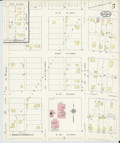 Sanborn Fire Insurance Map from Dickinson, Stark County, North Dakota (1913), Sheet #0007 - Complete Map Set gallery image, historic Sanborn map, vintage wall art, North Dakota North Dakota