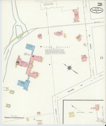 Sanborn Fire Insurance Map from Chambersburg, Franklin County, Pennsylvania (1910), Sheet #0028 - Complete Map Set gallery image, historic Sanborn map, vintage wall art, Pennsylvania Pennsylvania