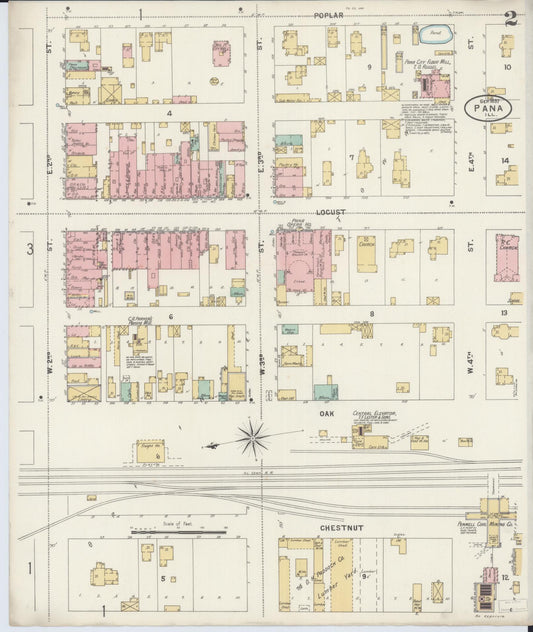 Sanborn Fire Insurance Map from Pana, Christian County, Illinois (1897), Sheet #0002 - Historic Sanborn Fire Insurance Map Print, vintage old map wall art, antique decor, genealogy gift, Illinois Illinois map