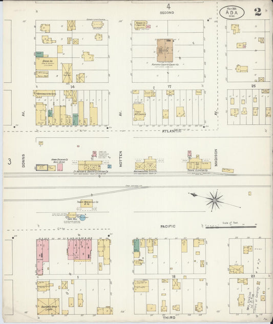 Sanborn Fire Insurance Map from Ada, Norman County, Minnesota (1904), Sheet #0002 - Historic Sanborn Fire Insurance Map Print, vintage old map wall art, antique decor, genealogy gift, Minnesota Minnesota map