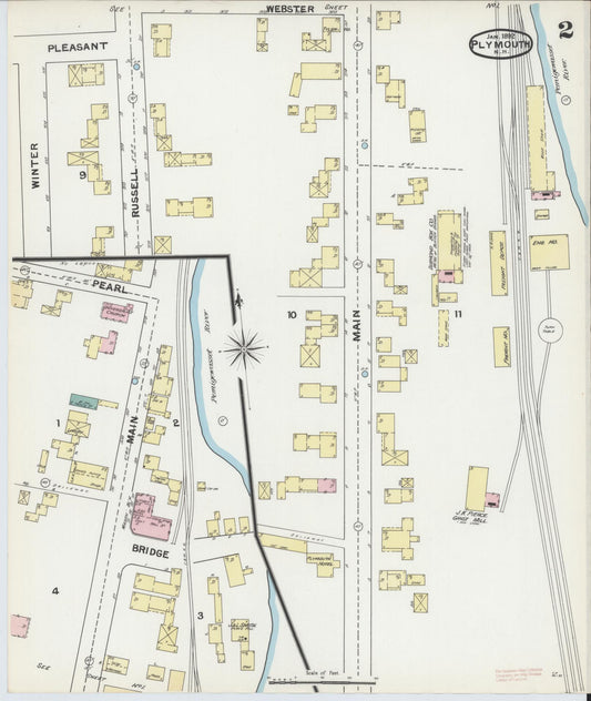 Sanborn Fire Insurance Map from Plymouth, Grafton County, New Hampshire (1892), Sheet #0002 - Historic Sanborn Fire Insurance Map Print, vintage old map wall art, antique decor, genealogy gift, New Hampshire New Hampshire map