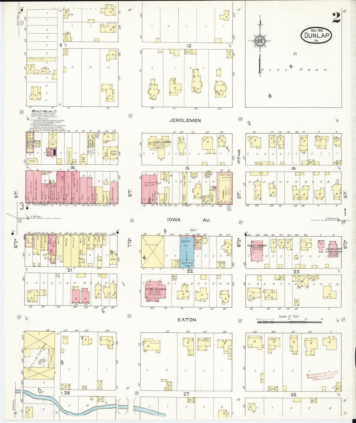 Sanborn Fire Insurance Map from Dunlap, Harrison County, Iowa (1913), Sheet #0002 - Historic Sanborn Fire Insurance Map Print
